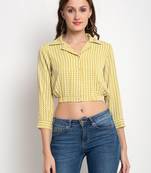 Olive printed crepe party-tops