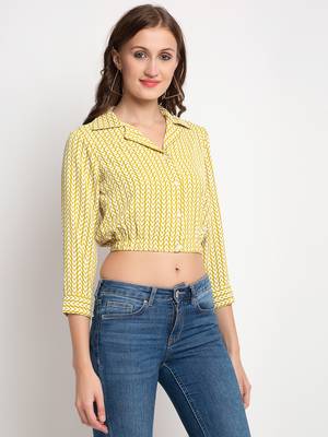 Olive printed crepe party-tops 2