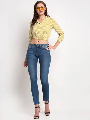 Olive printed crepe party-tops 3