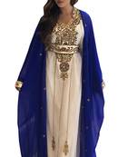 Sale !! Women's Royal blue Muslim Golden Beaded Abaya inner Jacket Jalabia Dubai Kaftan Dresses