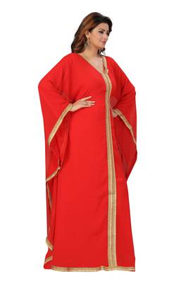 Sale !! Women's Muslim Golden Lais Abaya Jalabia Dubai Kaftan Dresses 1