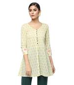 Ivory printed cotton cotton-kurtis