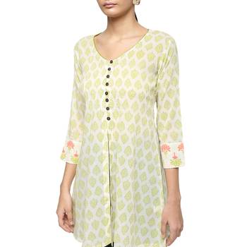 Ivory printed cotton cotton-kurtis 3