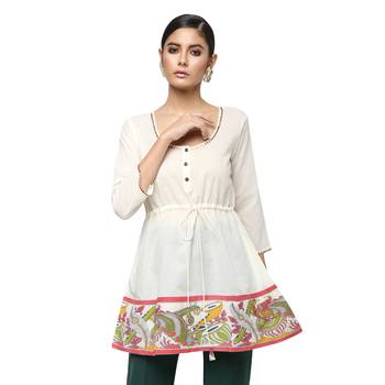 Ivory printed cotton cotton-kurtis 1