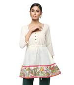 Ivory printed cotton cotton-kurtis