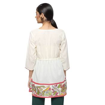 Ivory printed cotton cotton-kurtis 2