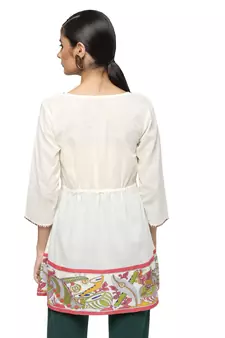 Ivory printed cotton cotton-kurtis