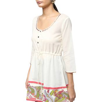 Ivory printed cotton cotton-kurtis 3