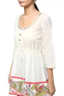 Ivory printed cotton cotton-kurtis