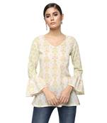 Ivory printed cotton cotton-kurtis