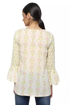 Ivory printed cotton cotton-kurtis