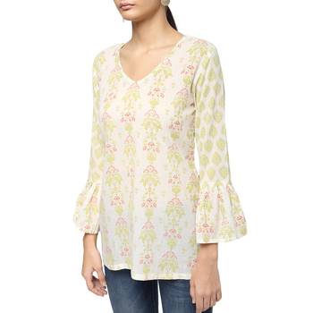 Ivory printed cotton cotton-kurtis 3