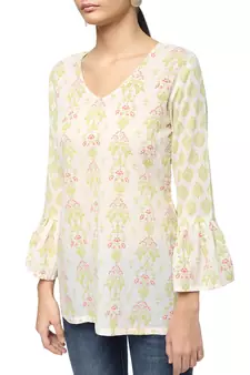 Ivory printed cotton cotton-kurtis
