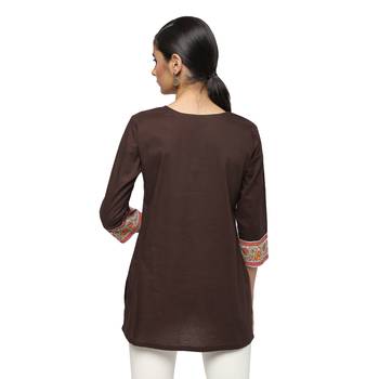 Brown printed cotton cotton-kurtis 2