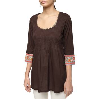 Brown printed cotton cotton-kurtis 3