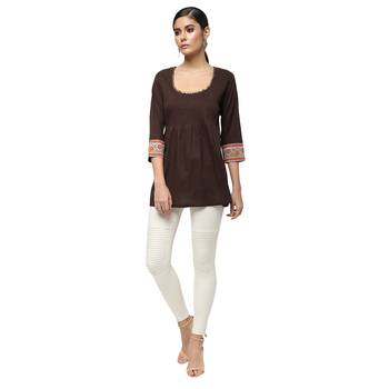 Brown printed cotton cotton-kurtis 4