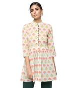 Ivory printed cotton cotton-kurtis