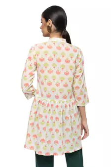 Ivory printed cotton cotton-kurtis