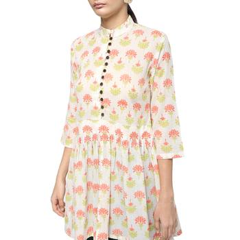 Ivory printed cotton cotton-kurtis 3