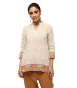 Ivory printed cotton cotton-kurtis