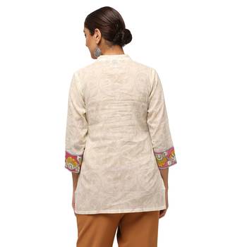 Ivory printed cotton cotton-kurtis 2