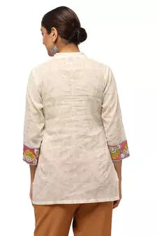 Ivory printed cotton cotton-kurtis
