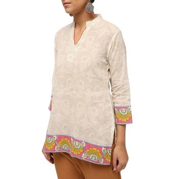 Ivory printed cotton cotton-kurtis 3