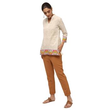Ivory printed cotton cotton-kurtis 4