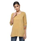 Beige printed cotton cotton-kurtis