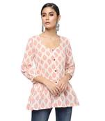 Ivory printed cotton cotton-kurtis