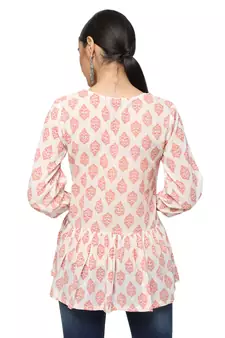 Ivory printed cotton cotton-kurtis