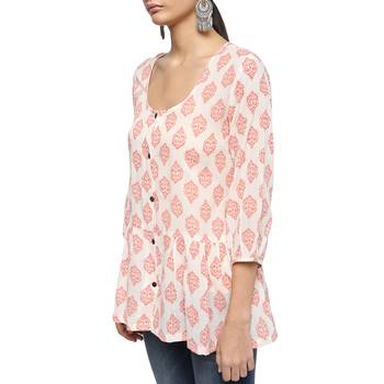 Ivory printed cotton cotton-kurtis 3