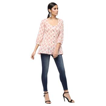 Ivory printed cotton cotton-kurtis 4