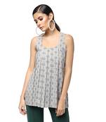 Grey printed cotton cotton-kurtis