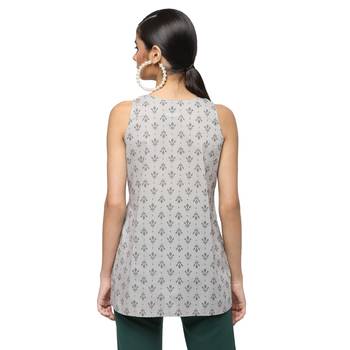 Grey printed cotton cotton-kurtis 2