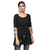 Black Kalamkari Cotton Tunic - Kurtis