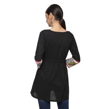Black Kalamkari Cotton Tunic - Kurtis 2