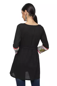 Black Kalamkari Cotton Tunic - Kurtis