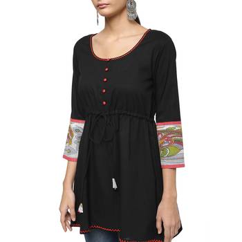 Black Kalamkari Cotton Tunic - Kurtis 3