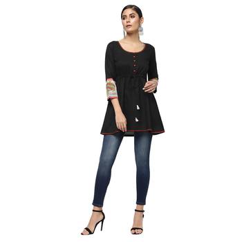 Black Kalamkari Cotton Tunic - Kurtis 4