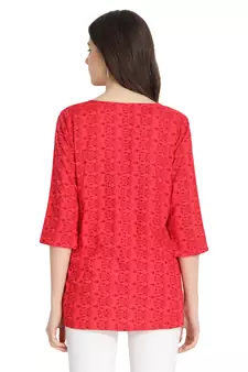 Red printed rayon ethnic-kurtis