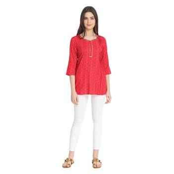 Red printed rayon ethnic-kurtis 4