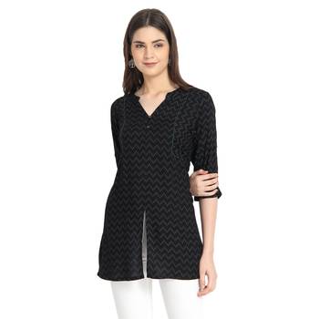 Black printed rayon ethnic-kurtis 1