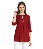 Maroon printed rayon ethnic-kurtis