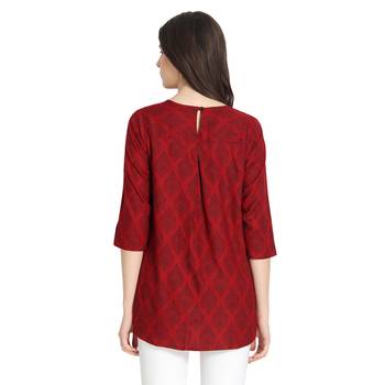 Maroon printed rayon ethnic-kurtis 2