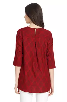 Maroon printed rayon ethnic-kurtis
