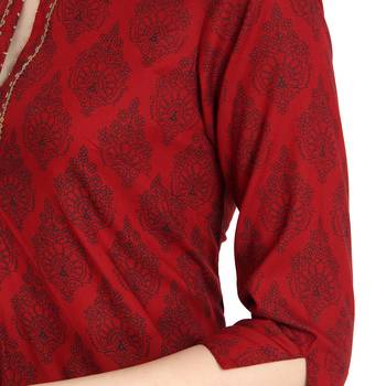Maroon printed rayon ethnic-kurtis 3