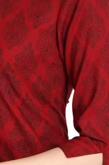 Maroon printed rayon ethnic-kurtis