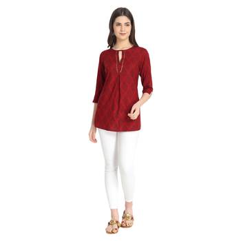 Maroon printed rayon ethnic-kurtis 4