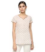 Ivory printed cotton cotton-kurtis